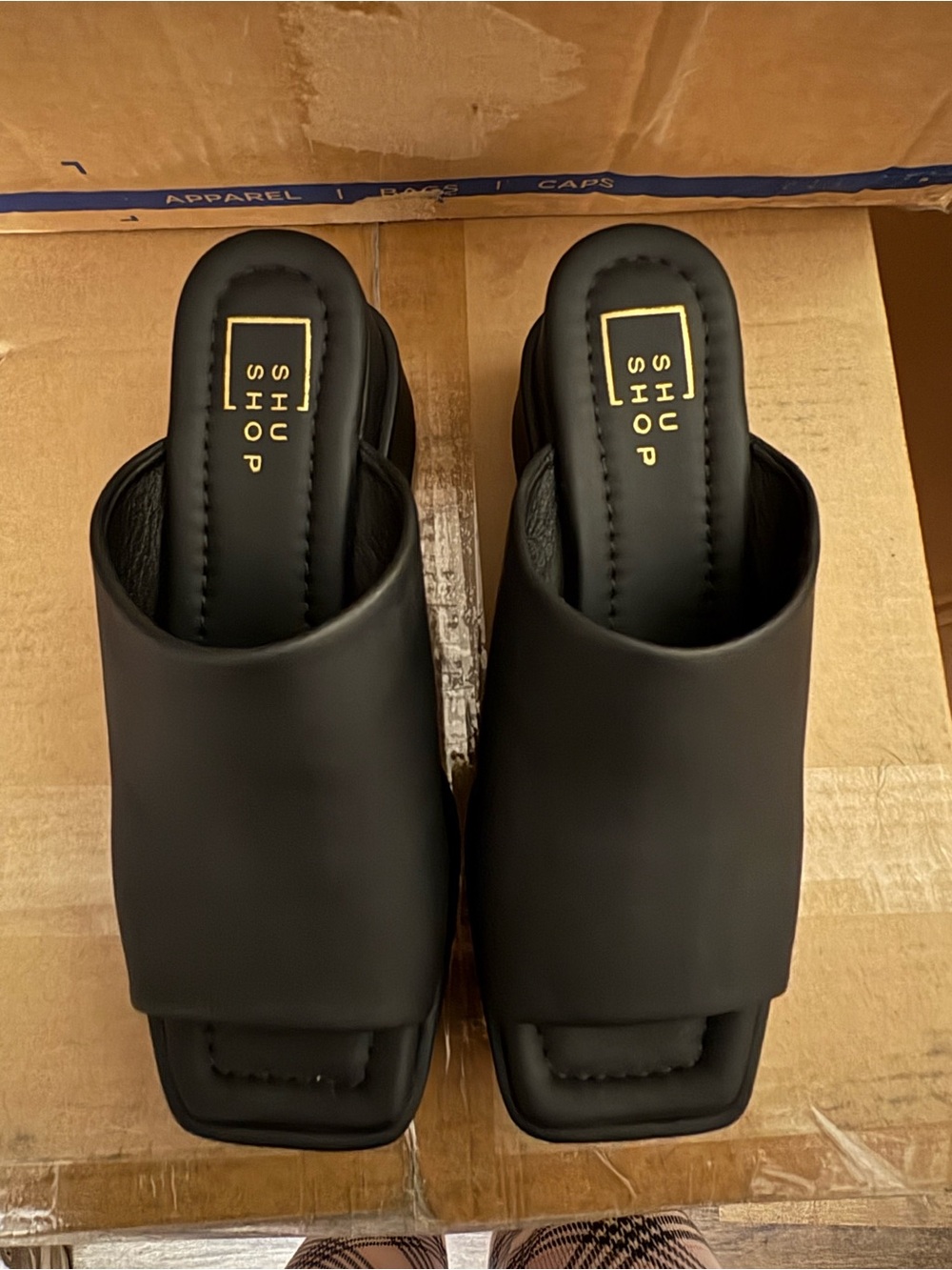 Port Authority Black Platform Padded Mule Slides